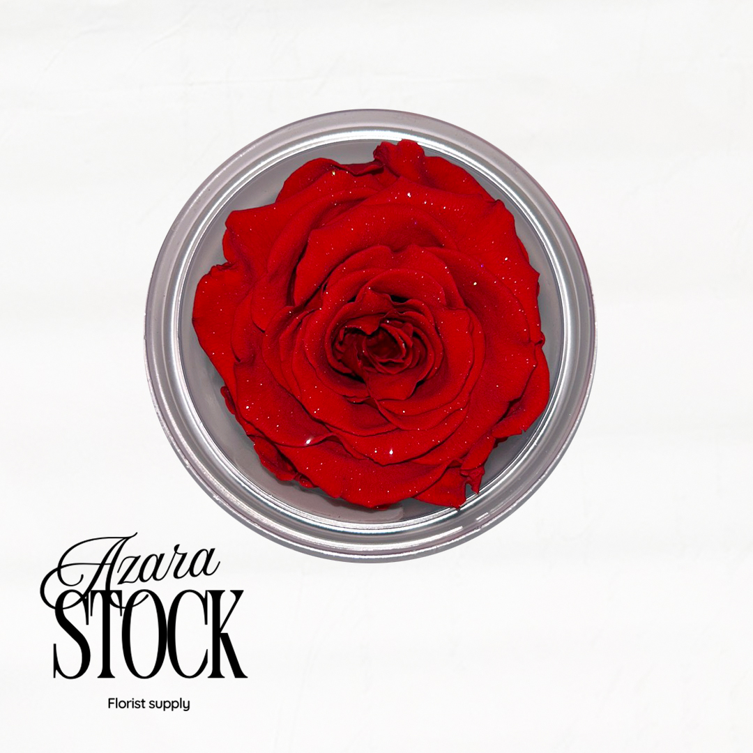 Вечна роза червен брокат